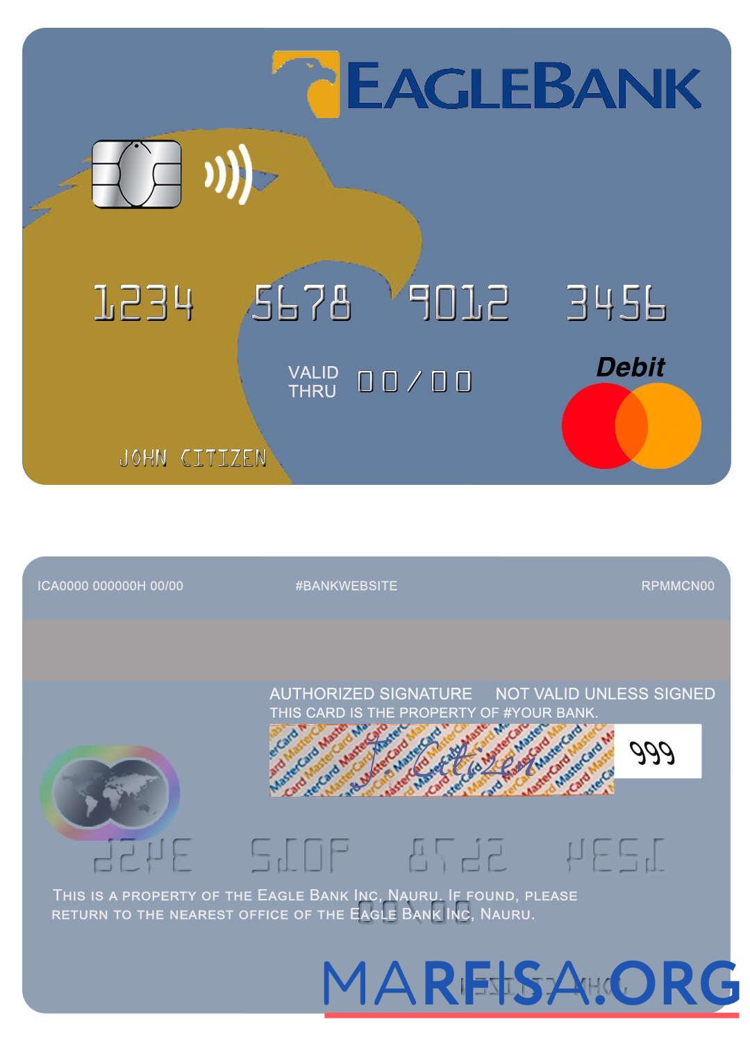 Printable Nauru Eagle Bank Inc mastercard template